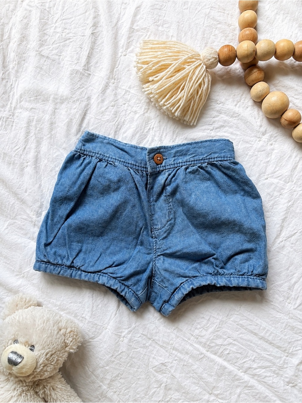 baby girls chambray bubble shorts